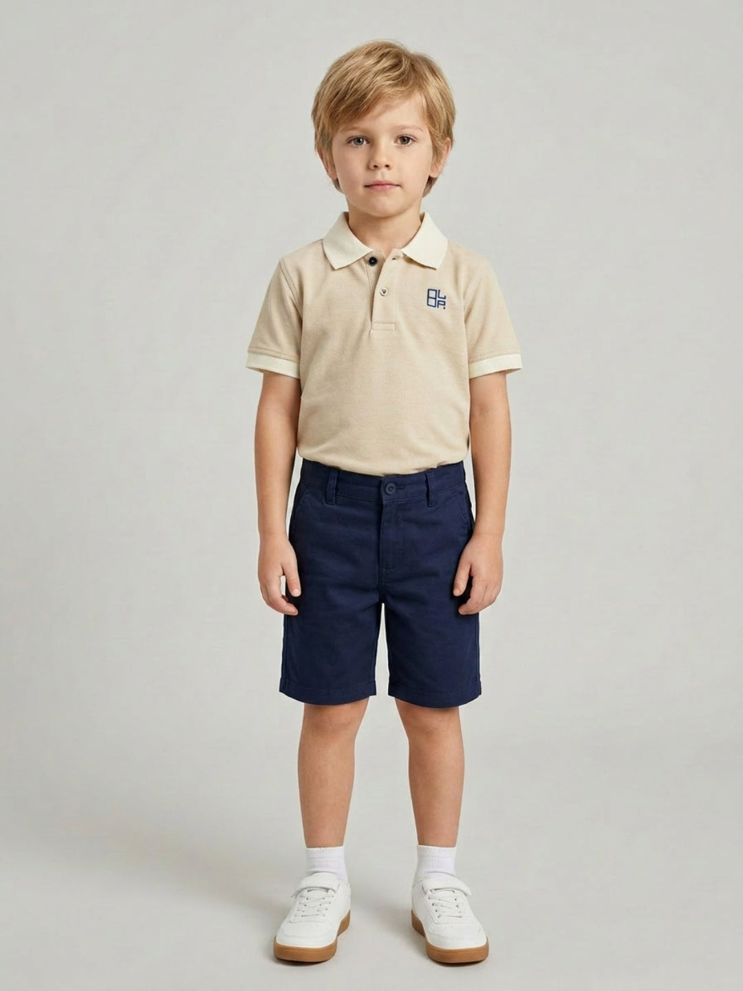 Boys Pure Cotton Peach Color Pique Polo T Shirt with Off White Collar
