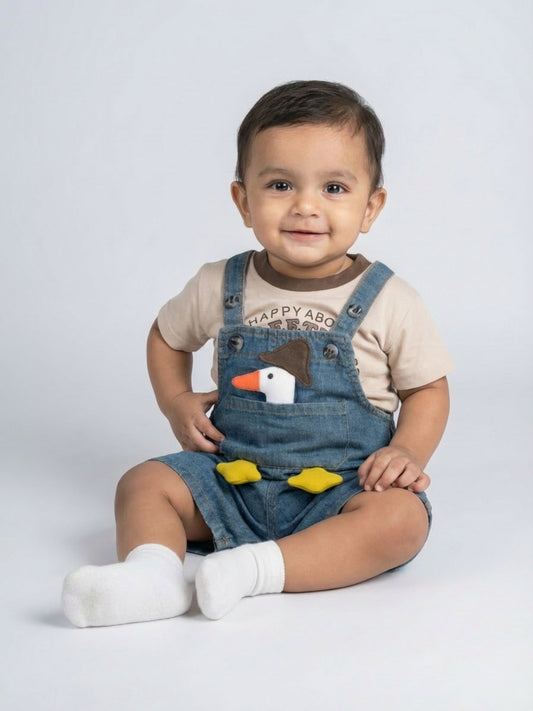 Biglilpeople Boys Blue Square Neck Sleeveless Dungaree