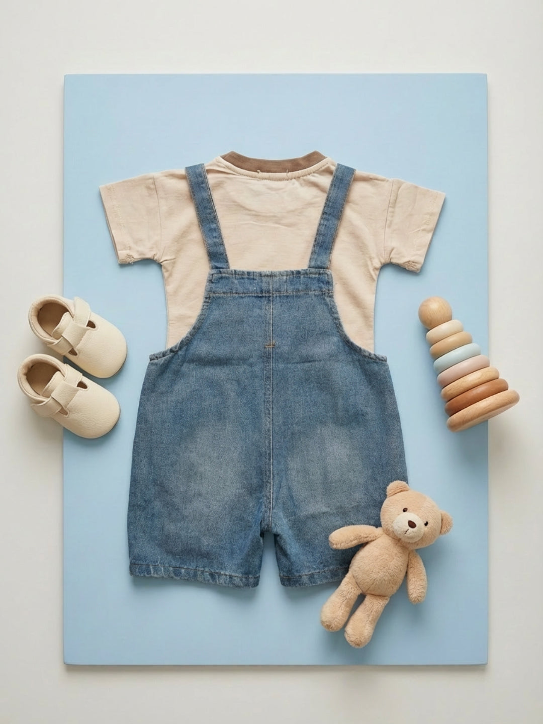 Biglilpeople Boys Blue Square Neck Sleeveless Dungaree