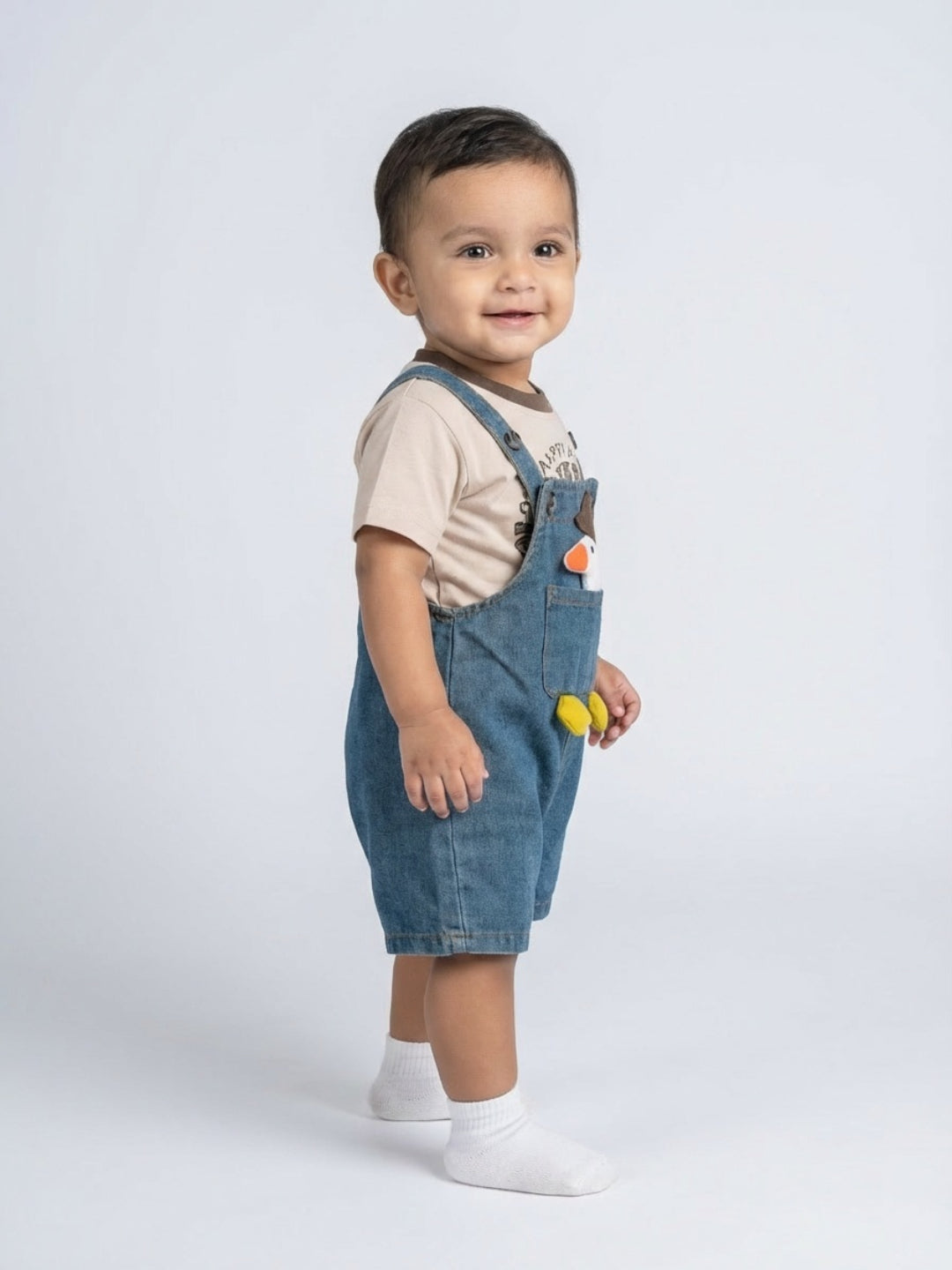 Biglilpeople Boys Blue Square Neck Sleeveless Dungaree