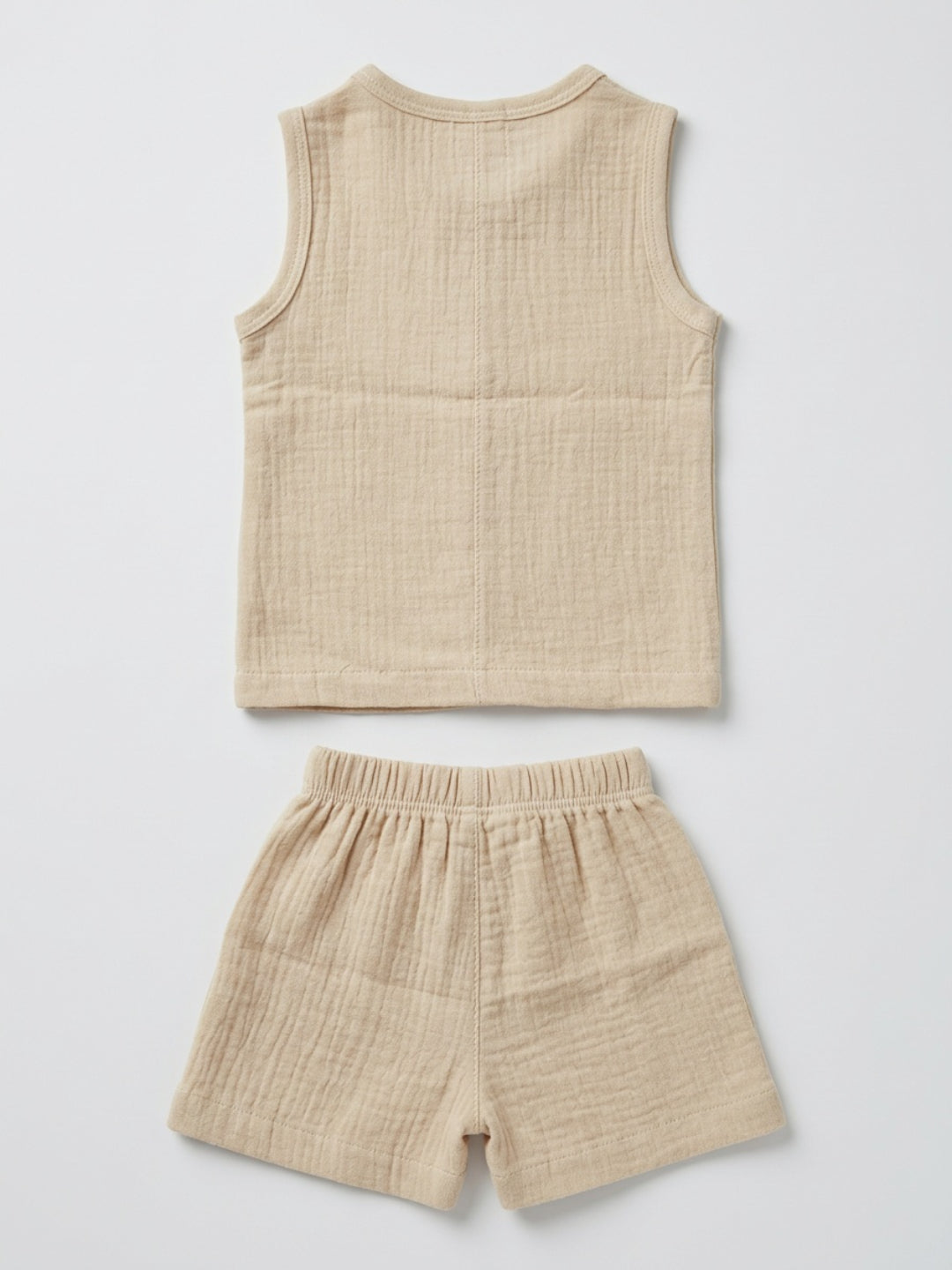 Biglilpeople Infant Organic Soft Crinkled Muslin Beige Color Top & Short