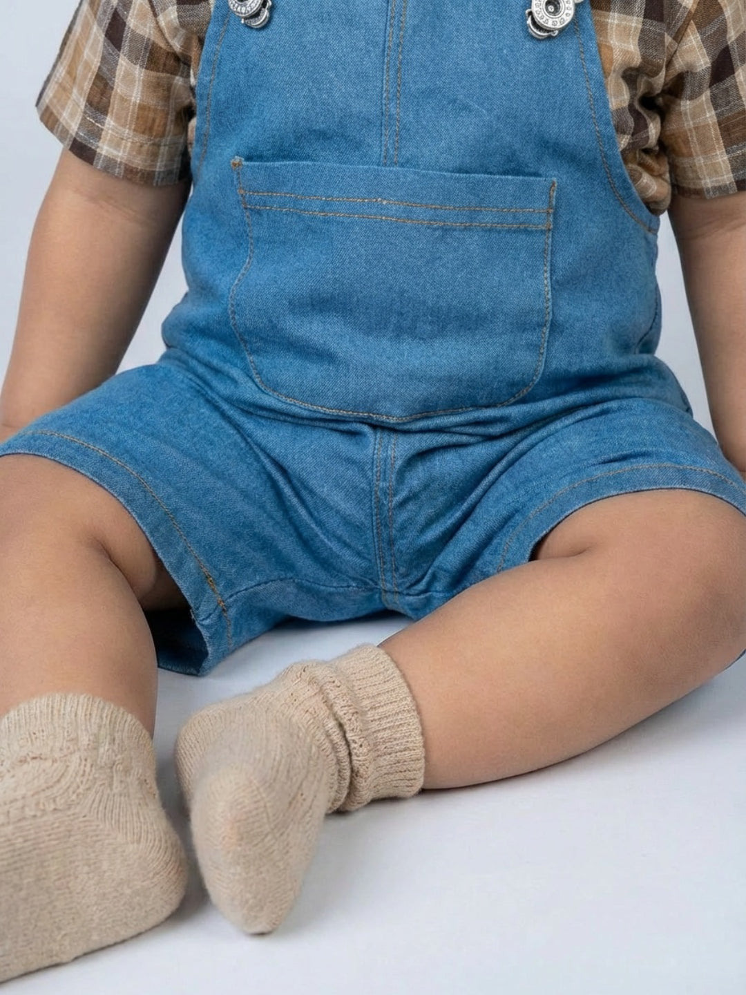 Biglilpeople Boys Blue Square Neck Sleeveless Dungaree