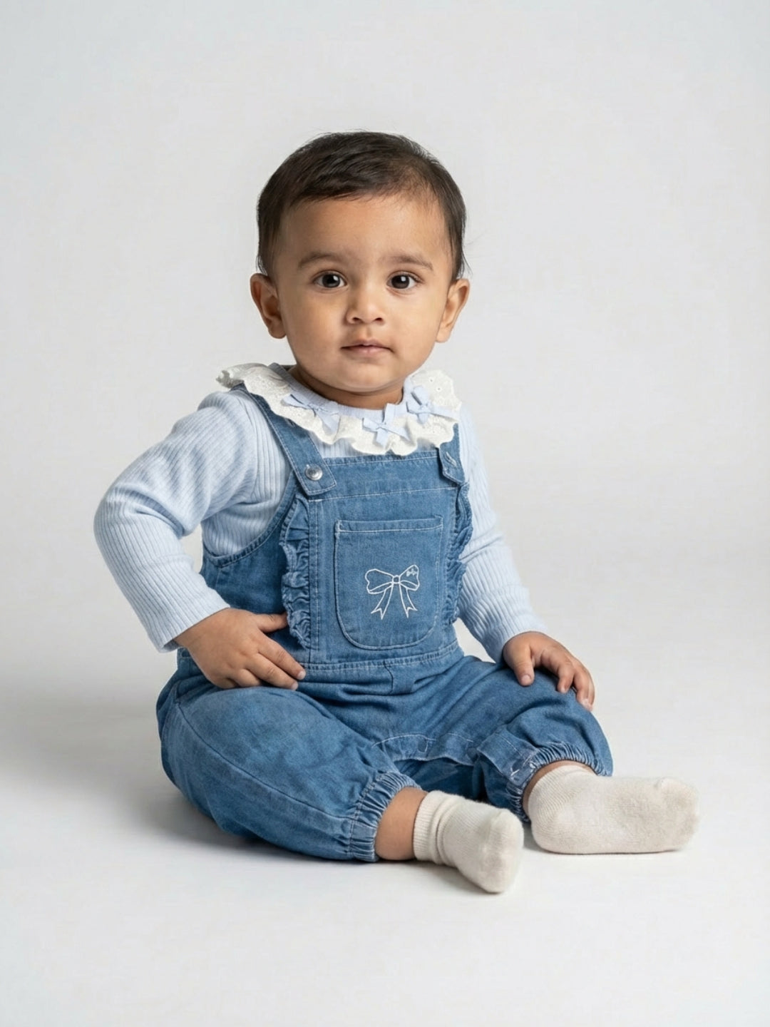 Biglilpeople Unisex Blue Square Neck Sleeveless Dungaree