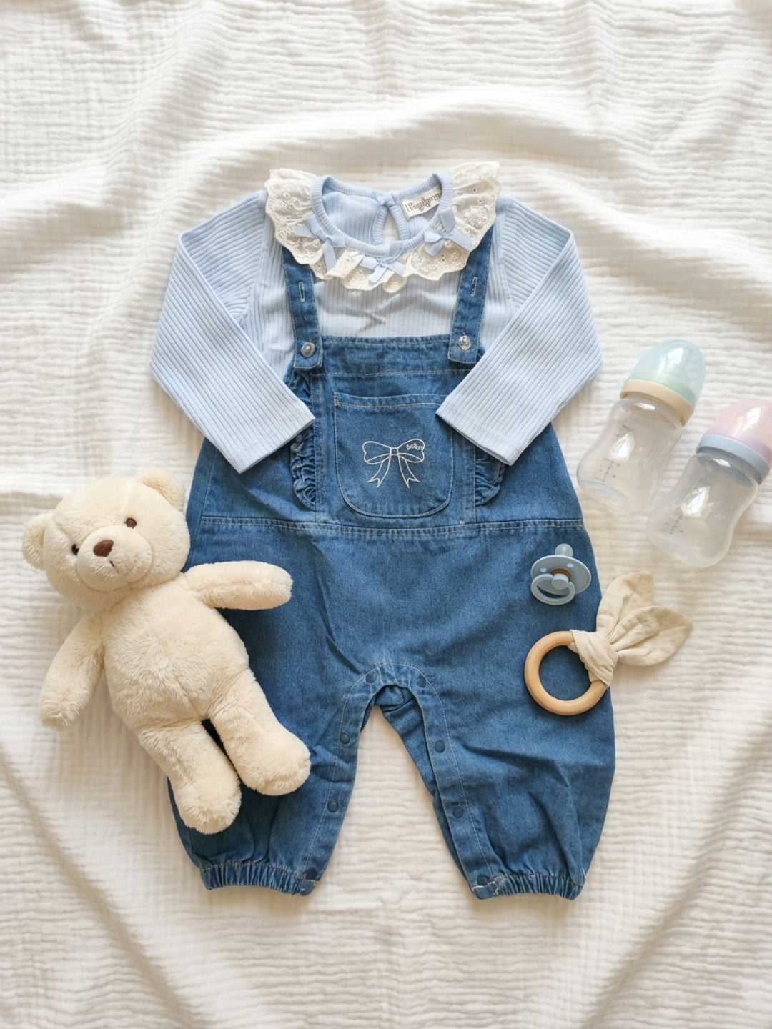 Biglilpeople Unisex Blue Square Neck Sleeveless Dungaree