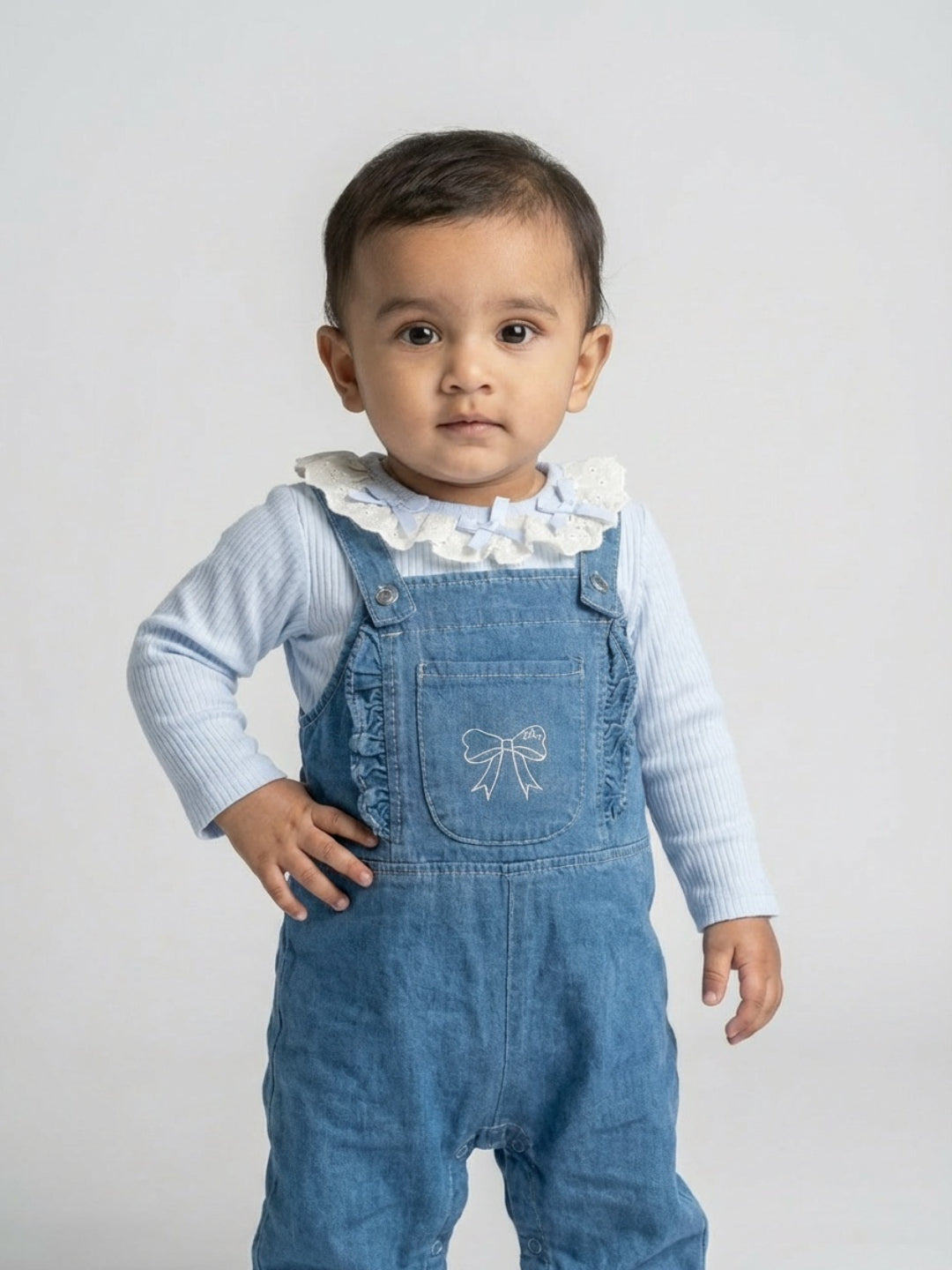 Biglilpeople Unisex Blue Square Neck Sleeveless Dungaree