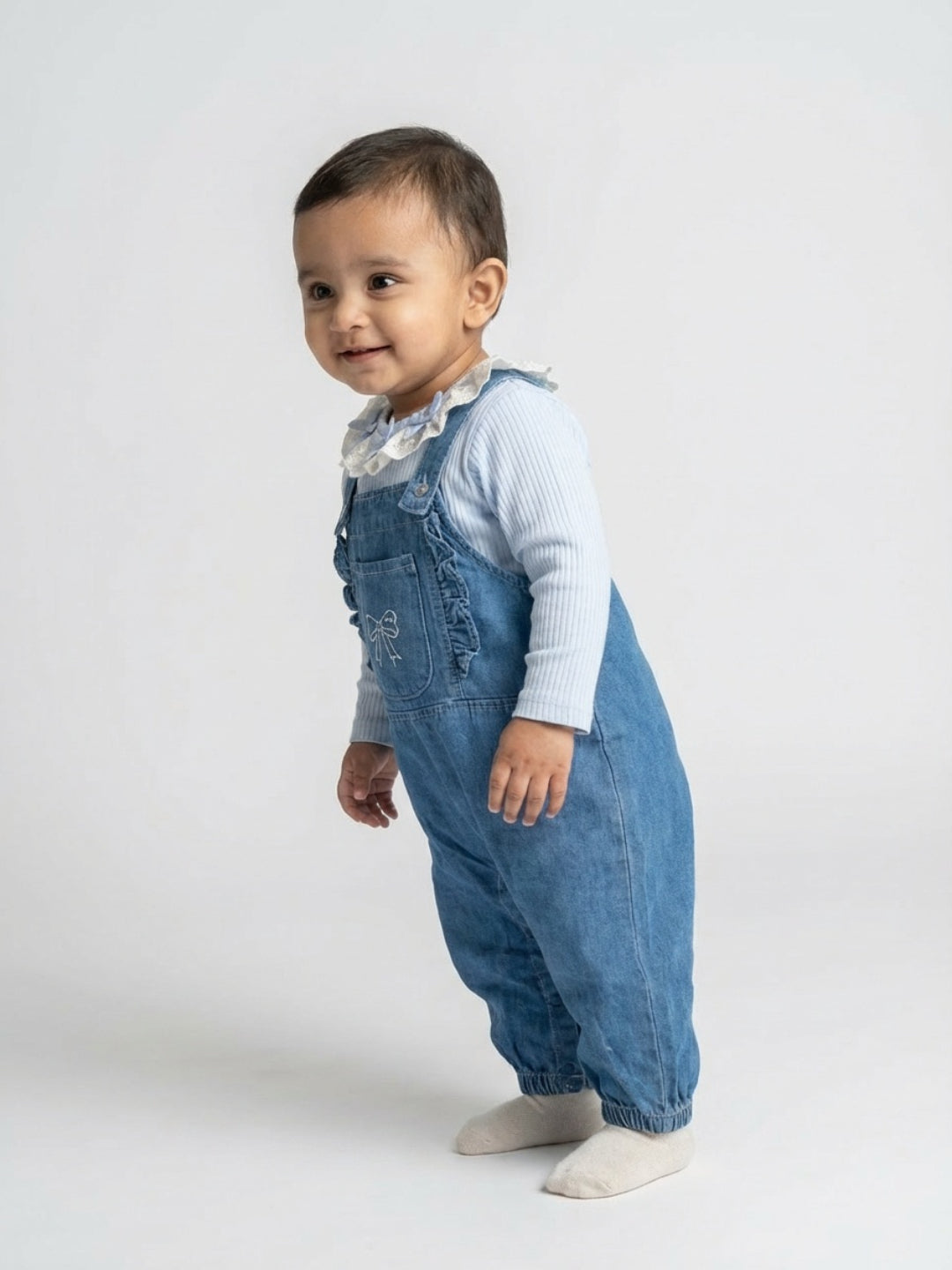 Biglilpeople Unisex Blue Square Neck Sleeveless Dungaree
