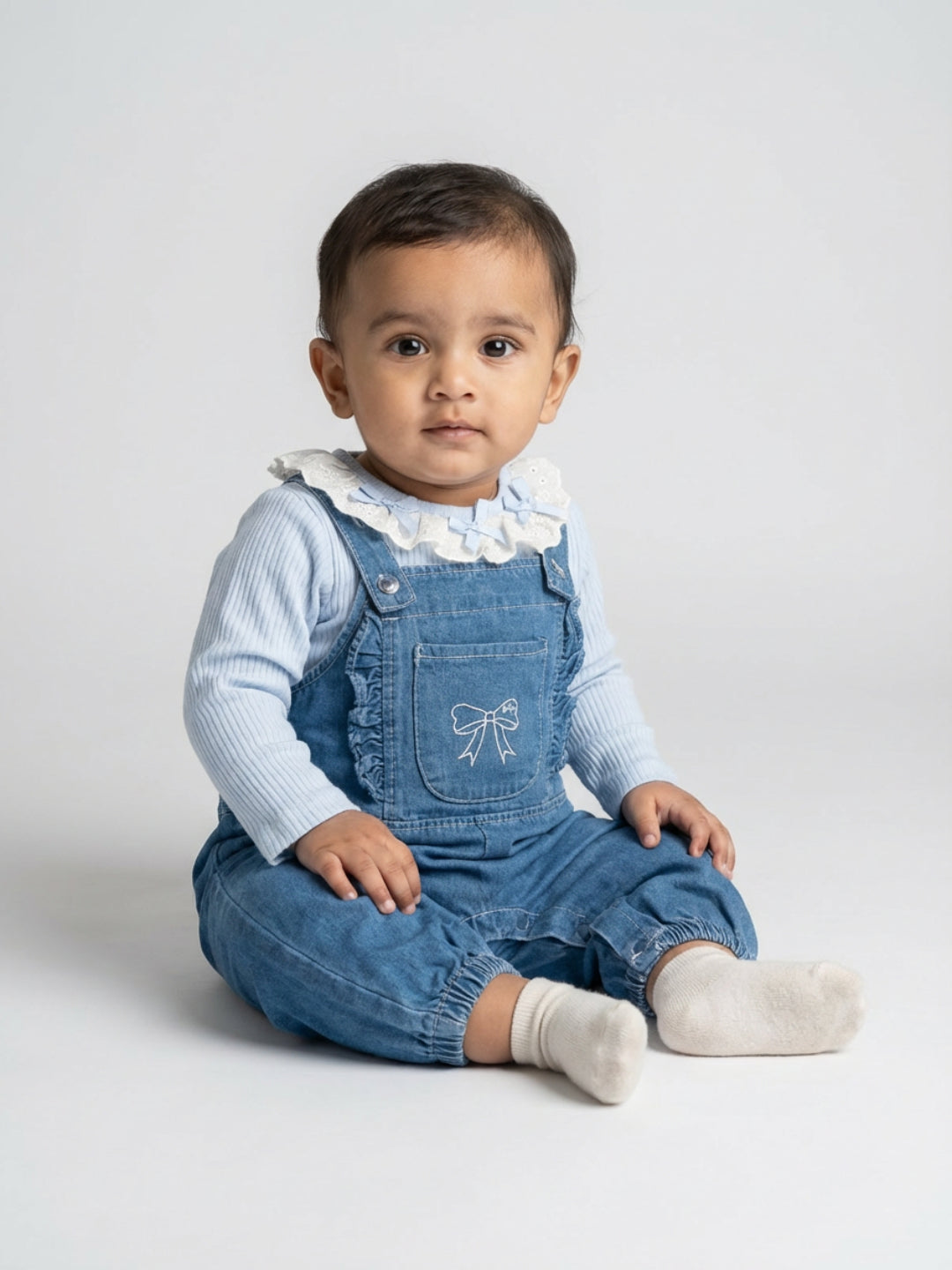 Biglilpeople Unisex Blue Square Neck Sleeveless Dungaree