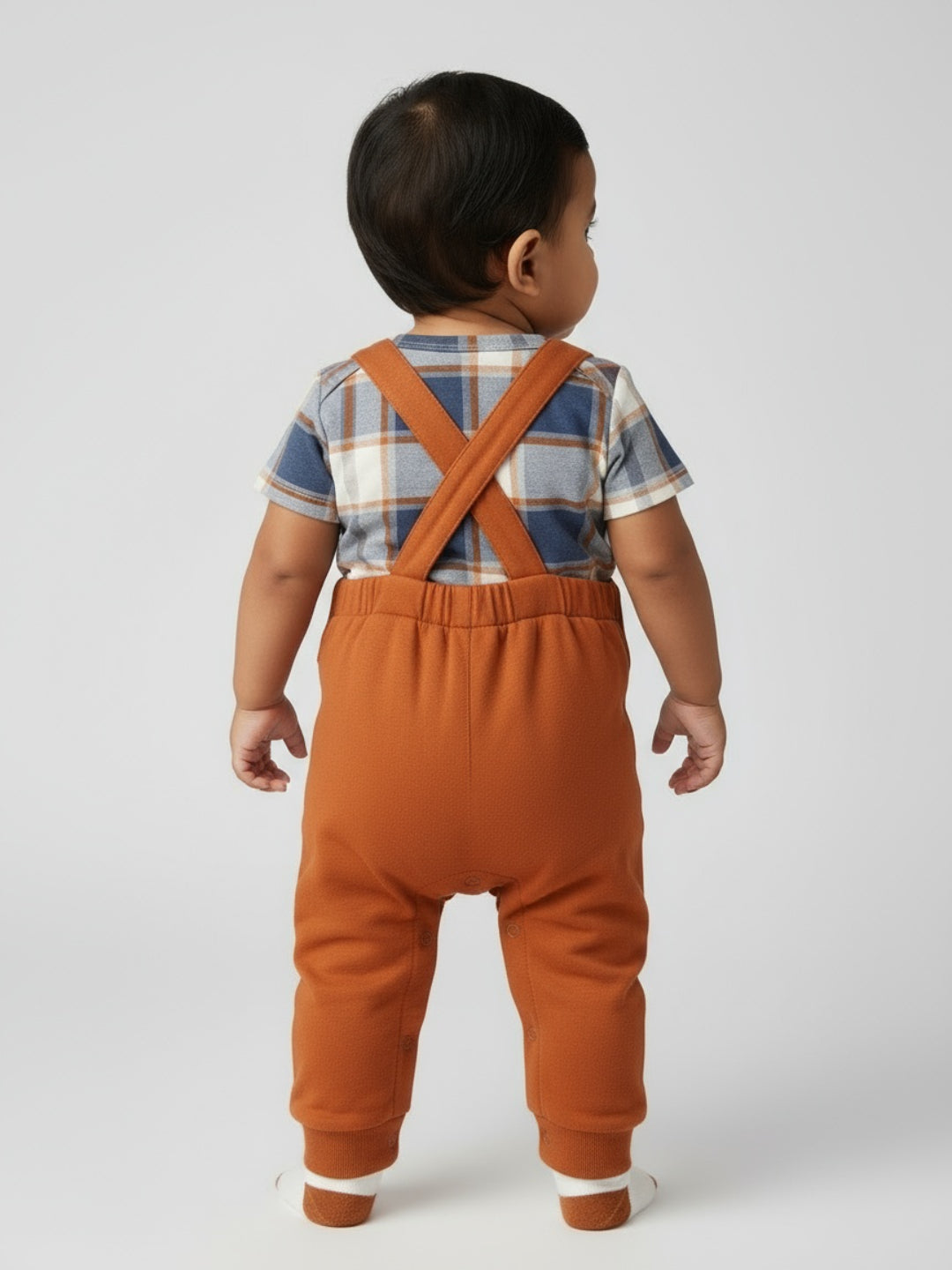 Biglilpeople Baby Boys Applique Fox Dungaree Set with Socks