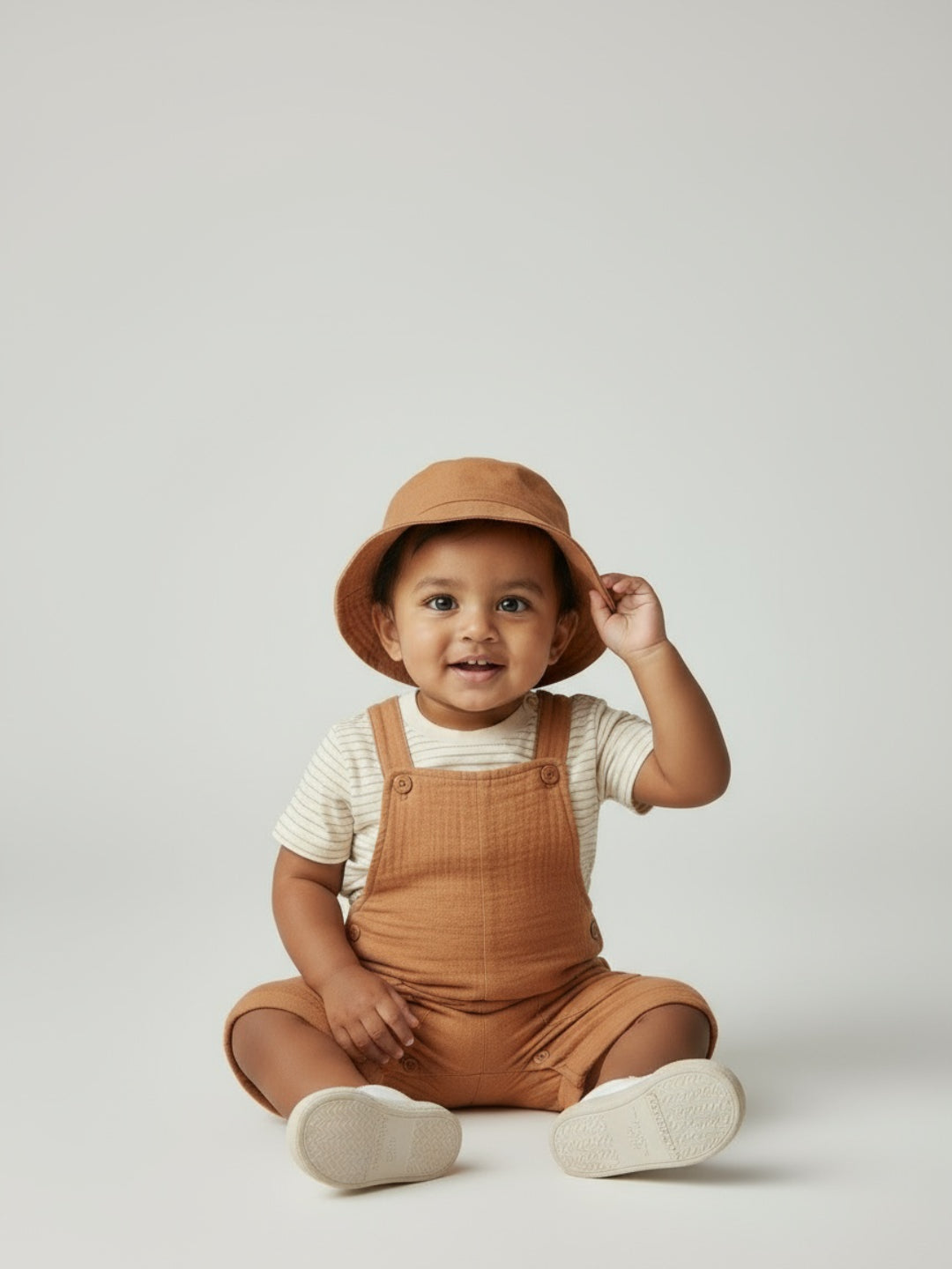 Biglilpeople Boys Solid Dungaree and T-Shirt Set with Hat