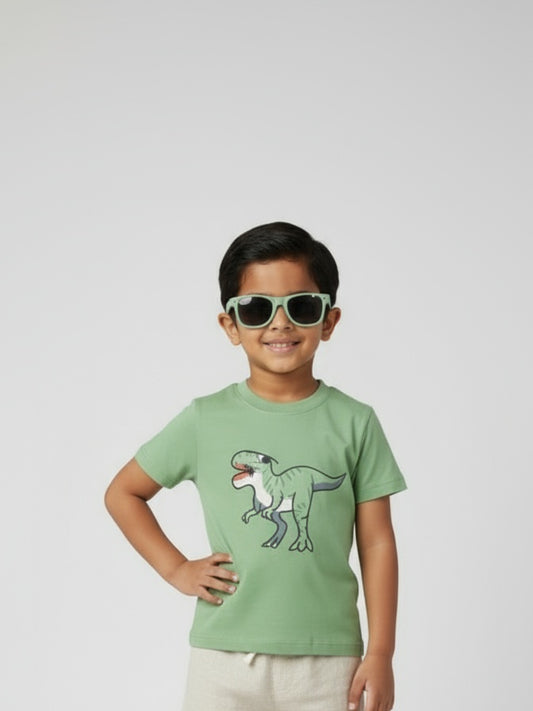 Biglilpeople Boys Graphic Print T-Shirt and Cargo Shorts Set with Sunglasses