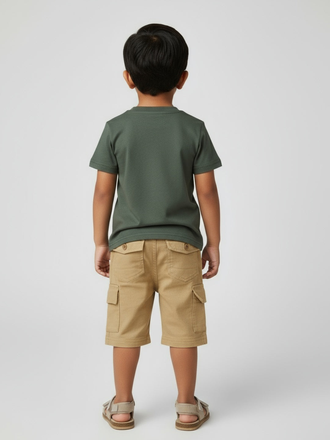 Biglilpeople Boys Graphic Print T-Shirt and Cargo Shorts Set with Sunglasses