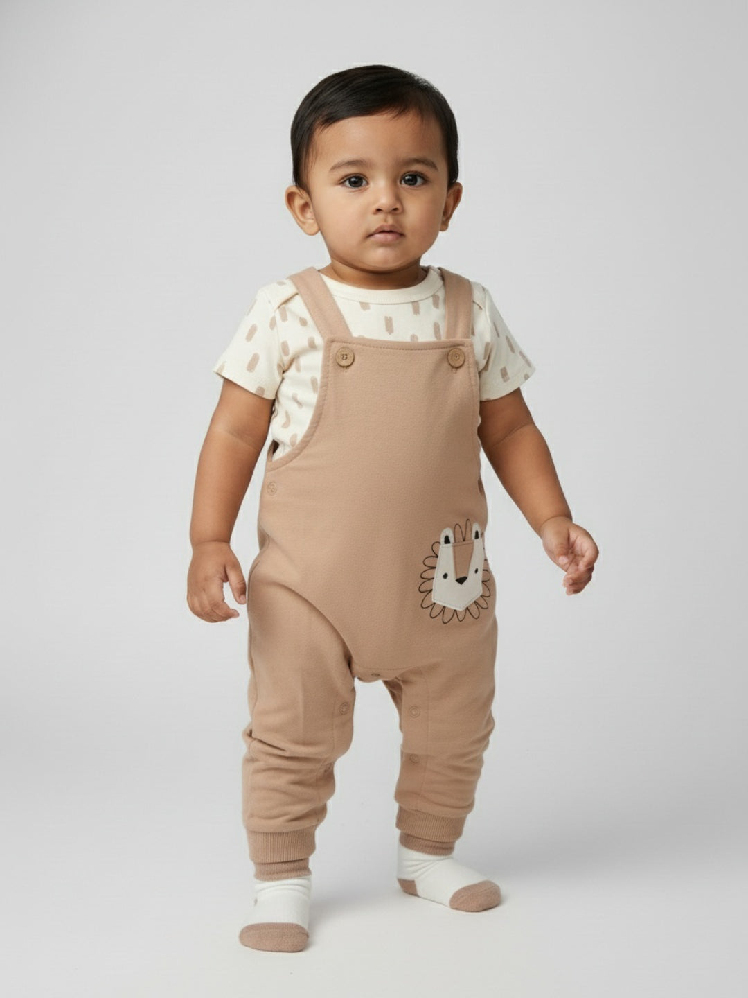 Biglilpeople Baby Boys Applique Bunny Dungaree Set with Socks