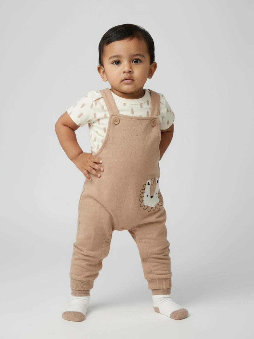 Biglilpeople Baby Boys Applique Bunny Dungaree Set with Socks