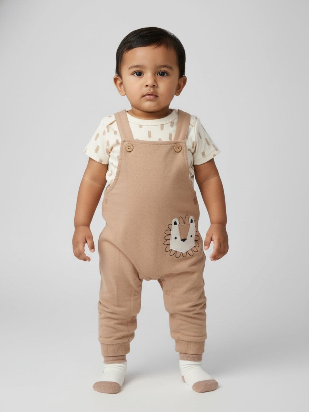 Biglilpeople Baby Boys Applique Bunny Dungaree Set with Socks