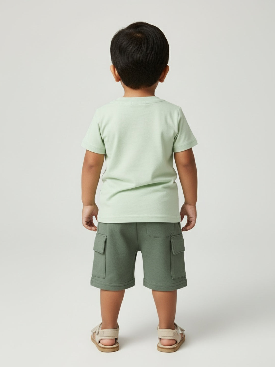 Conjunto de camiseta con estampado gráfico, pantalones cortos tipo cargo y gafas de sol Biglilpeople para niño
