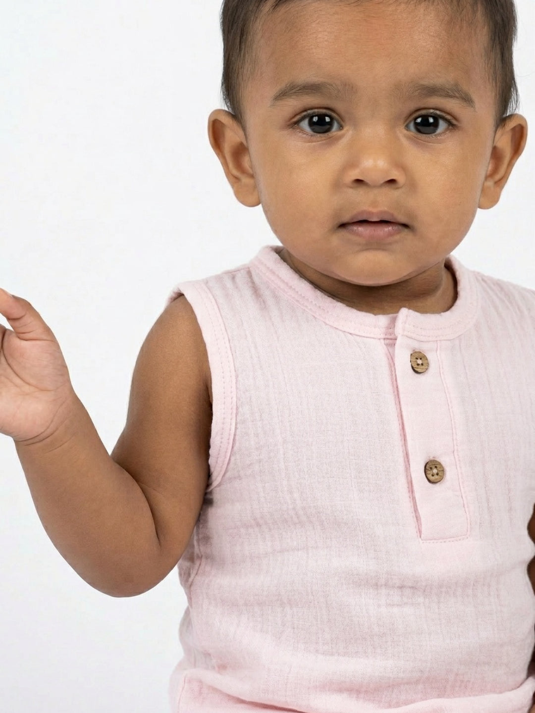 Biglilpeople Infant Organic Soft Crinkled Muslin Light Pink Color Top & Short