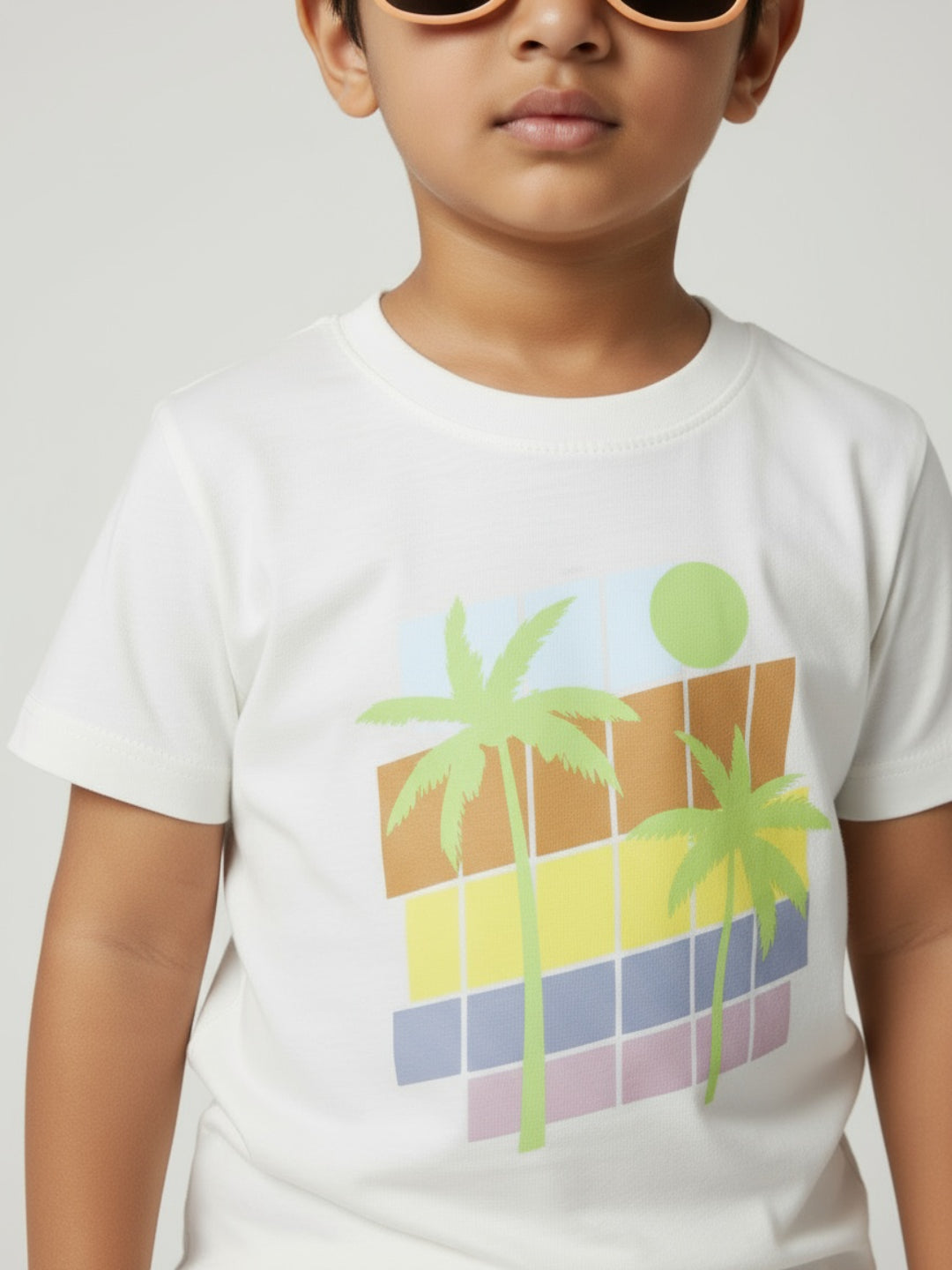 Biglilpeople Boys Graphic Print T-Shirt and Cargo Shorts Set with Sunglasses