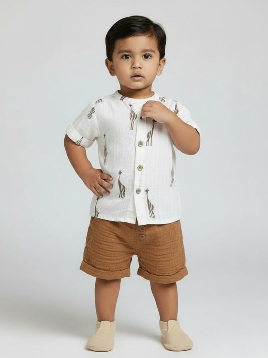 Biglilpeople Baby Boys Printed Shirt and Shorts Set