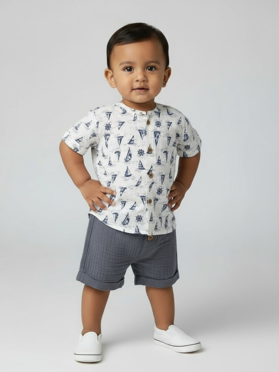 Biglilpeople Baby Boys Printed Shirt and Shorts Set