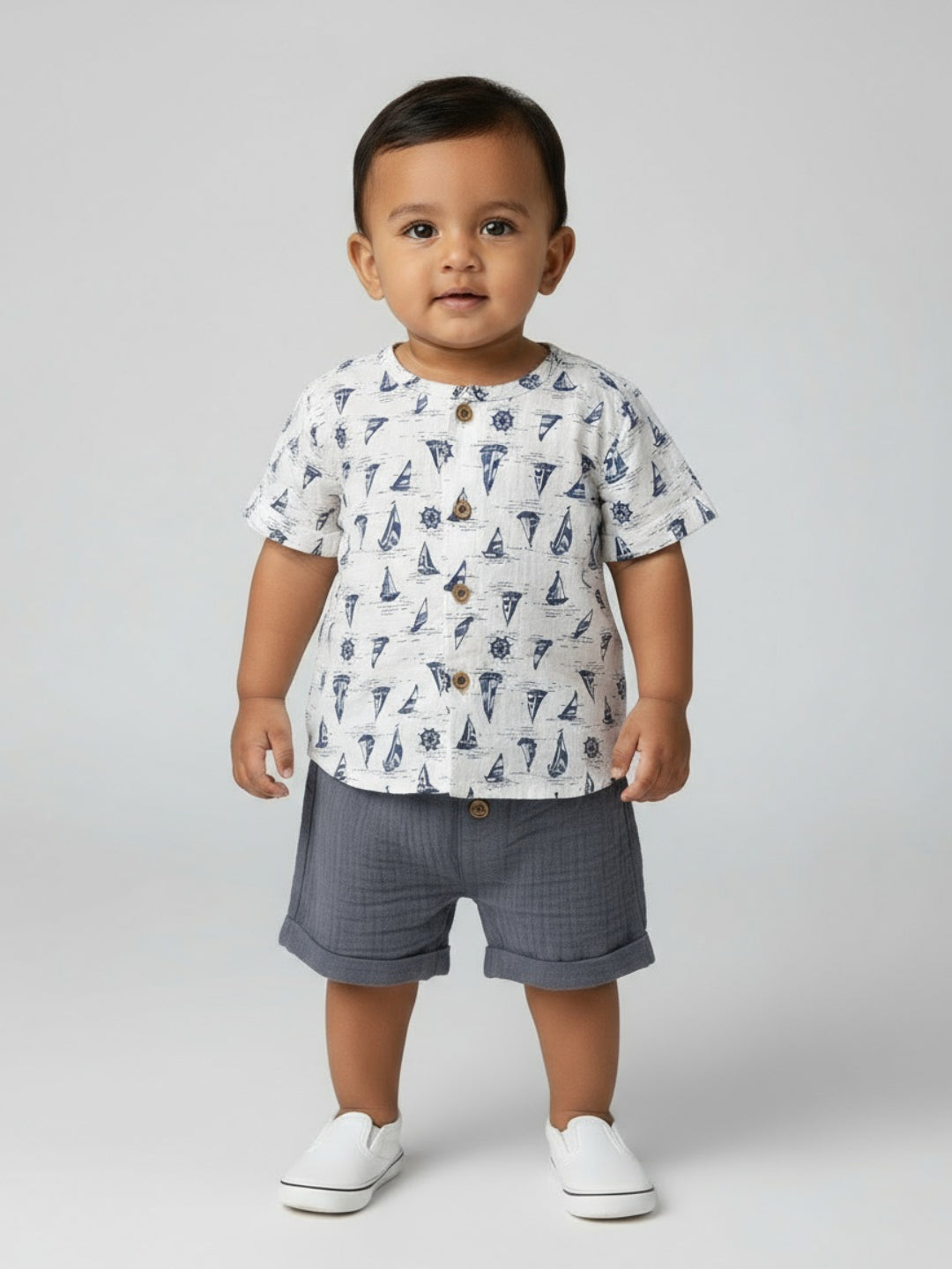 Biglilpeople Baby Boys Printed Shirt and Shorts Set