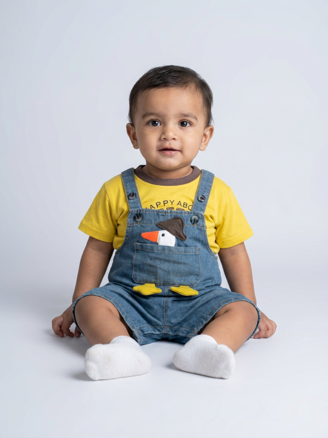 Biglilpeople Boys Yellow Square Neck Sleeveless Dungaree