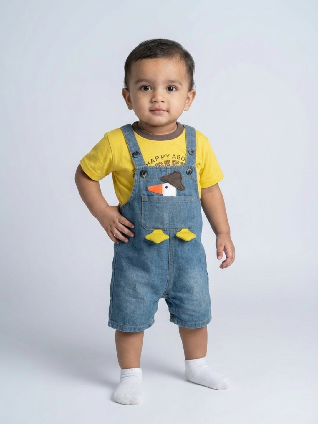 Biglilpeople Boys Yellow Square Neck Sleeveless Dungaree