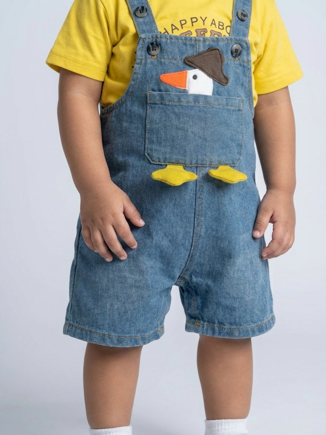 Biglilpeople Boys Yellow Square Neck Sleeveless Dungaree