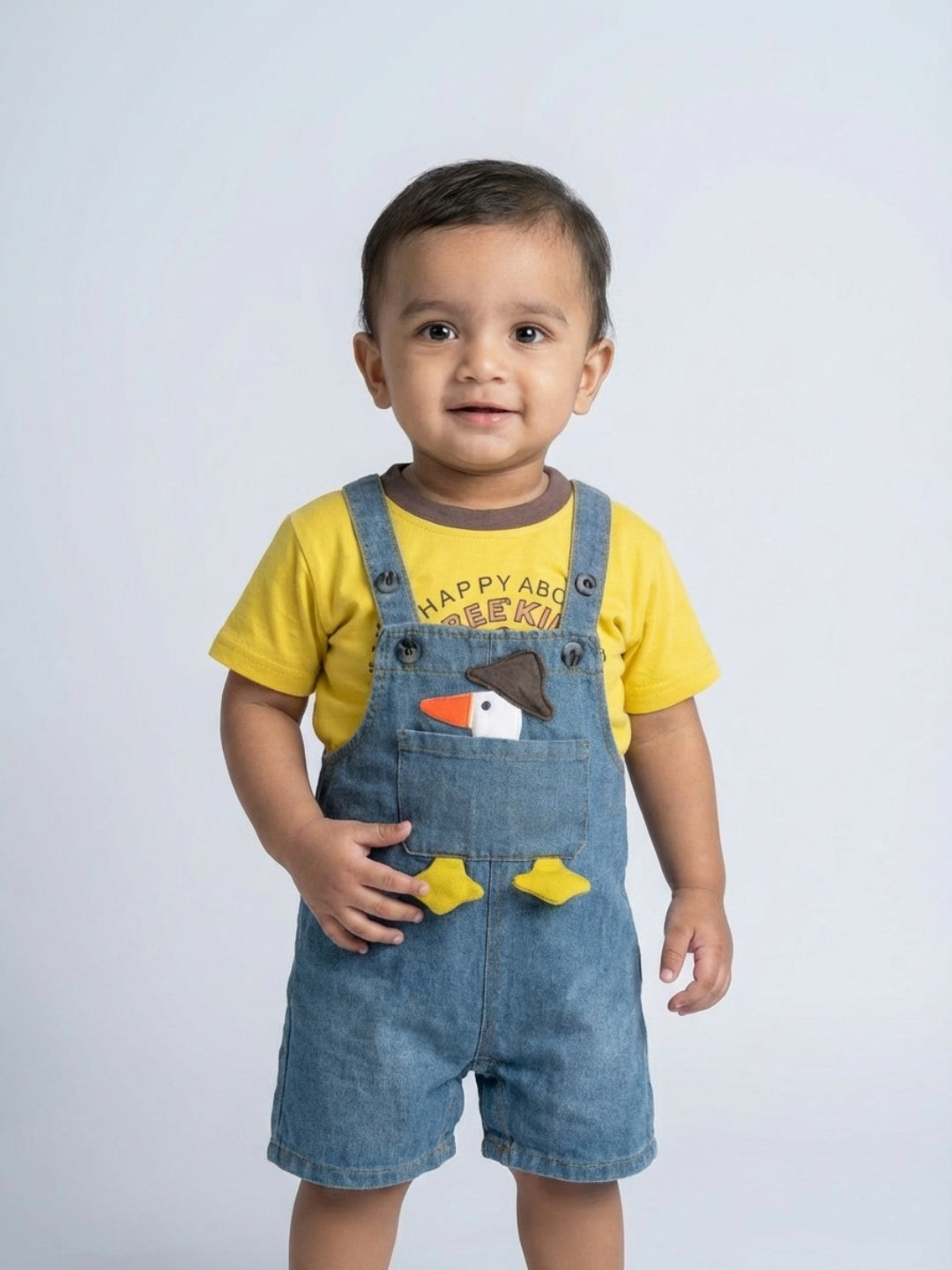 Biglilpeople Boys Yellow Square Neck Sleeveless Dungaree