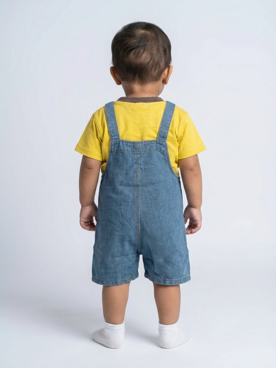 Biglilpeople Boys Yellow Square Neck Sleeveless Dungaree