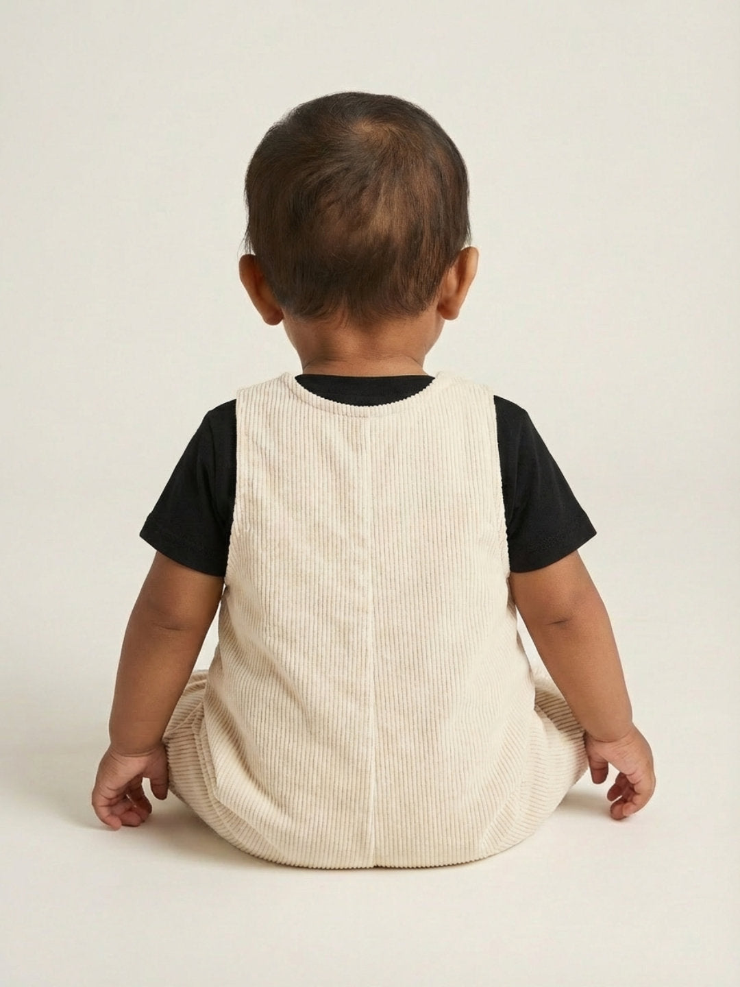 Biglilpeople Boys Beige Round Neck Sleeveless Dungaree