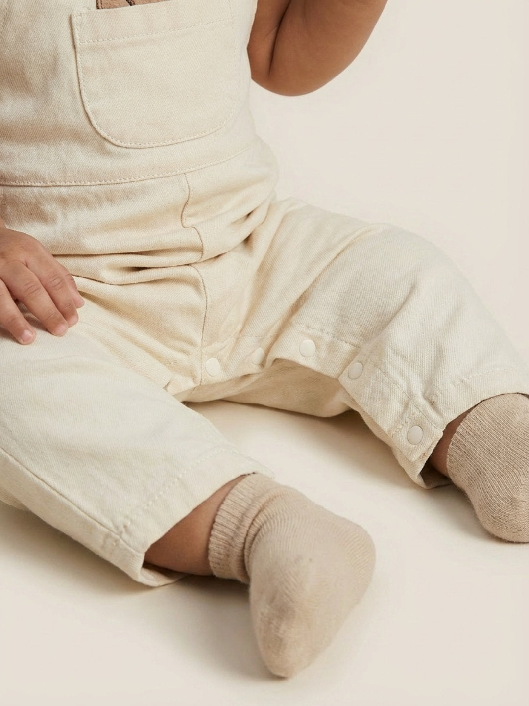 Biglilpeople Unisex Beige Square Neck Sleeveless Dungaree