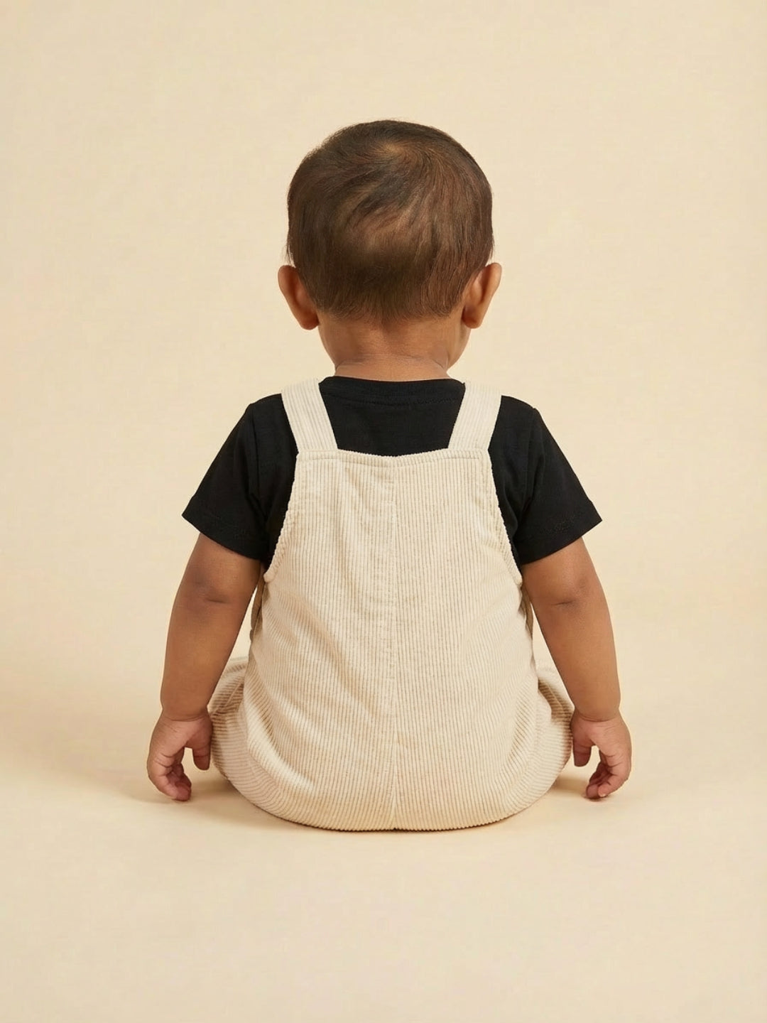 Biglilpeople Boys Beige Square Neck Sleeveless Dungaree