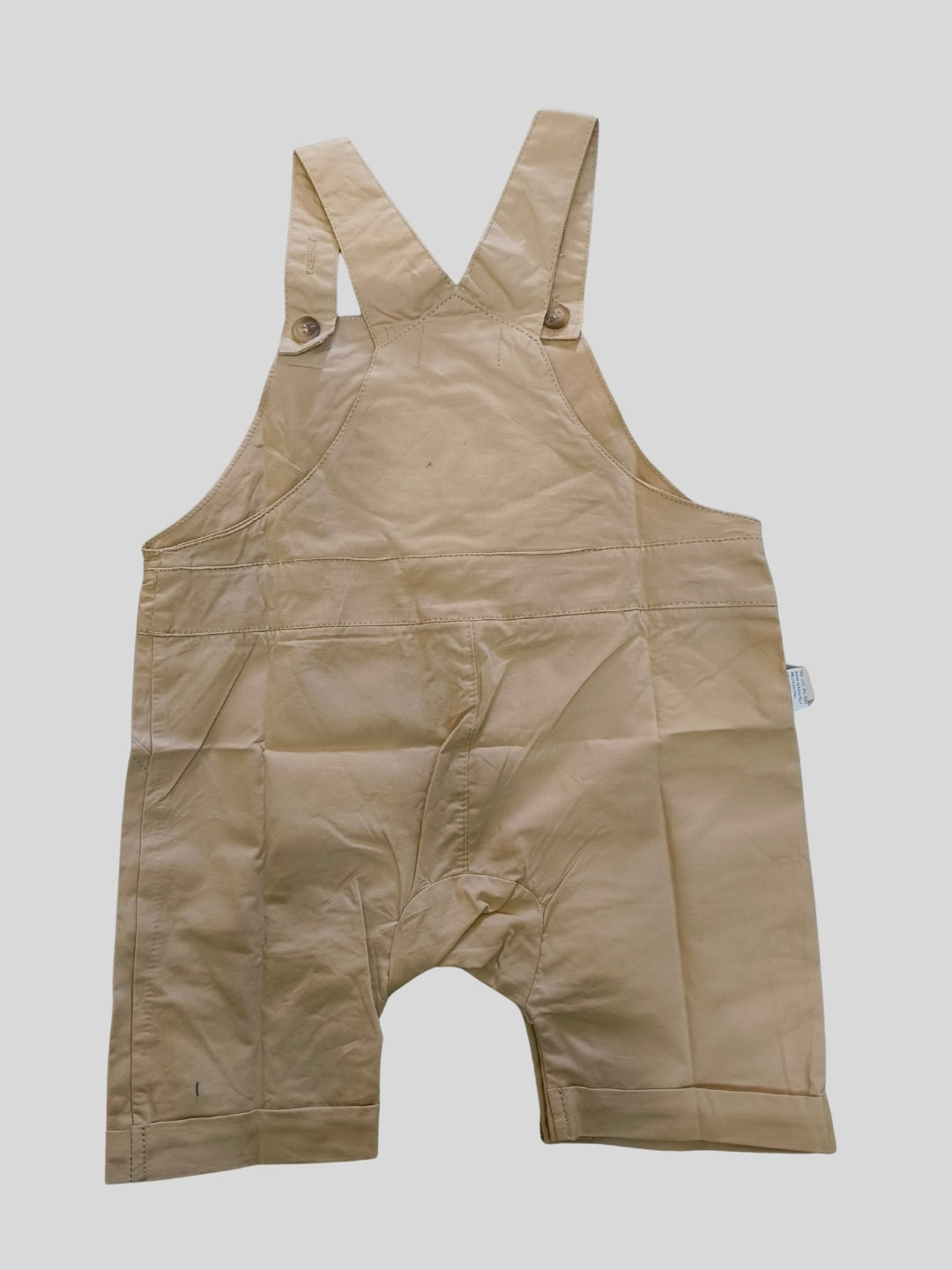Biglilpeople Unisex Beige Square Neck Sleeveless Dungaree
