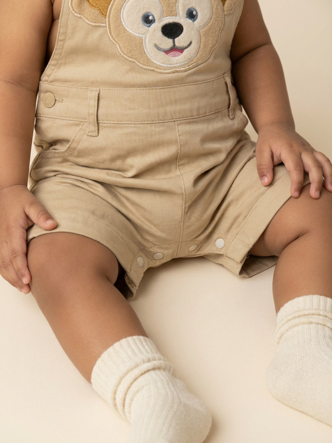 Biglilpeople Unisex Beige Square Neck Sleeveless Dungaree