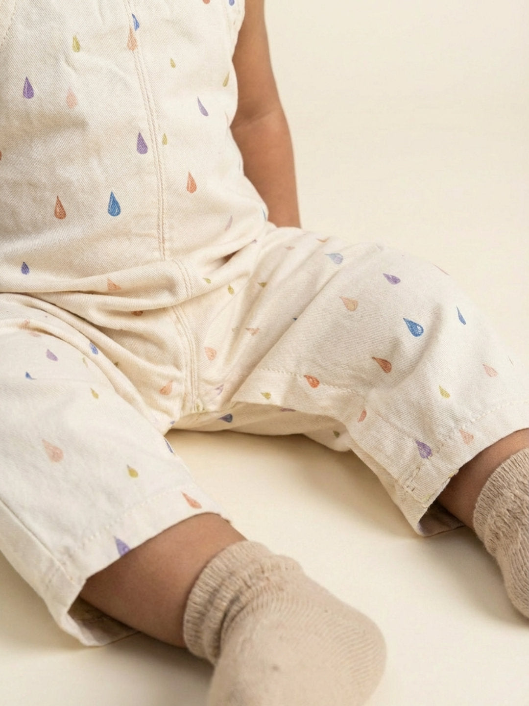 Biglilpeople Unisex Beige Square Neck Sleeveless Dungaree