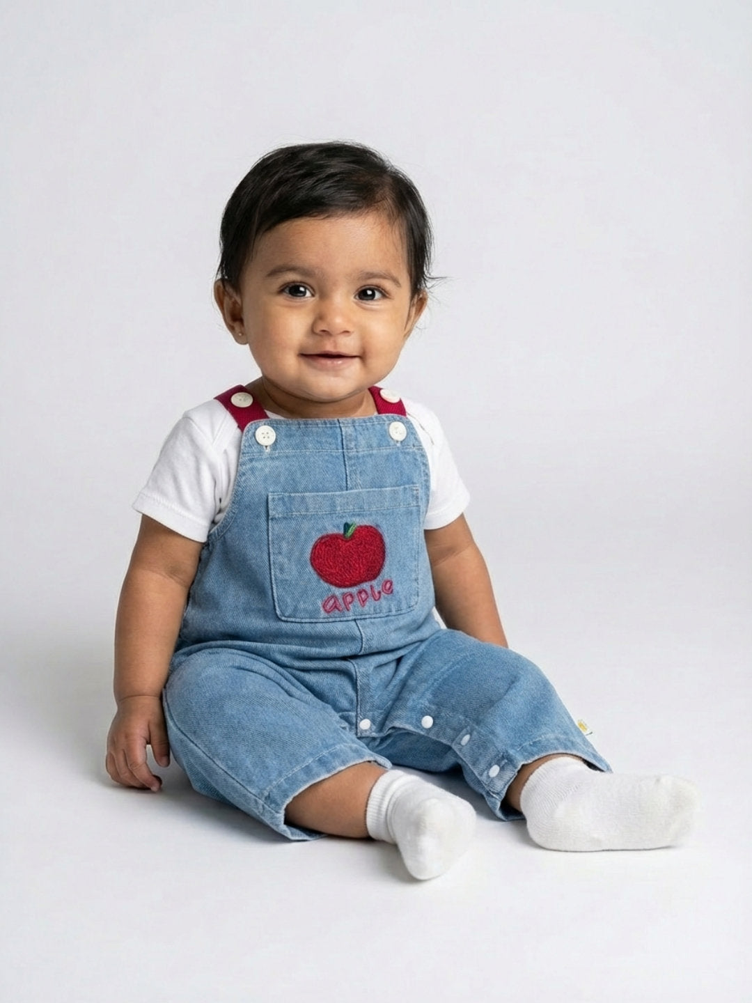 Biglilpeople Girls Blue Square Neck Sleeveless Dungaree