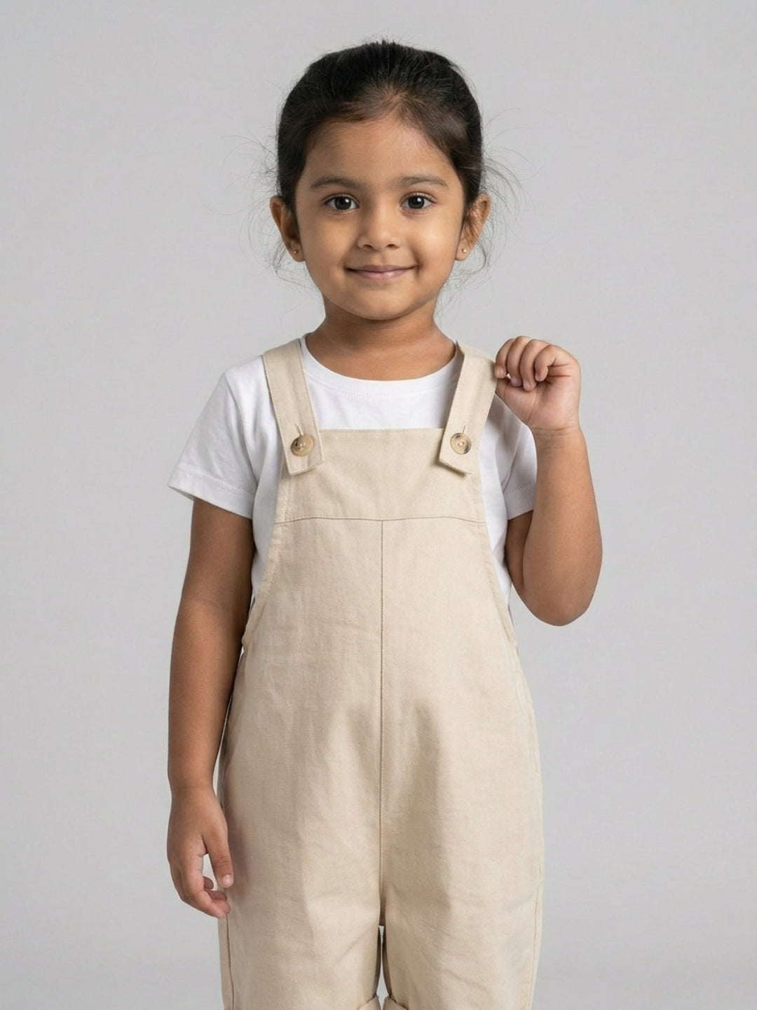 Biglilpeople Peto Sin Mangas Cuello Cuadrado Liso Beige para Niñas