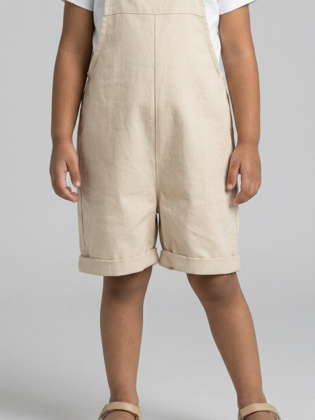 Biglilpeople Peto Sin Mangas Cuello Cuadrado Liso Beige para Niñas