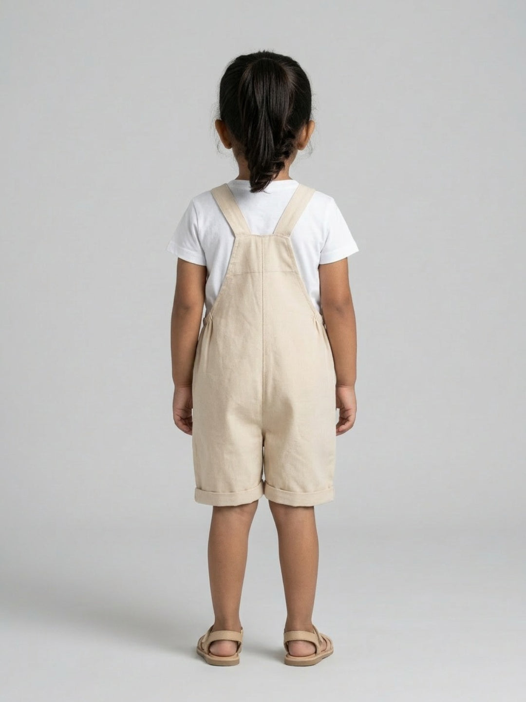 Biglilpeople Peto Sin Mangas Cuello Cuadrado Liso Beige para Niñas