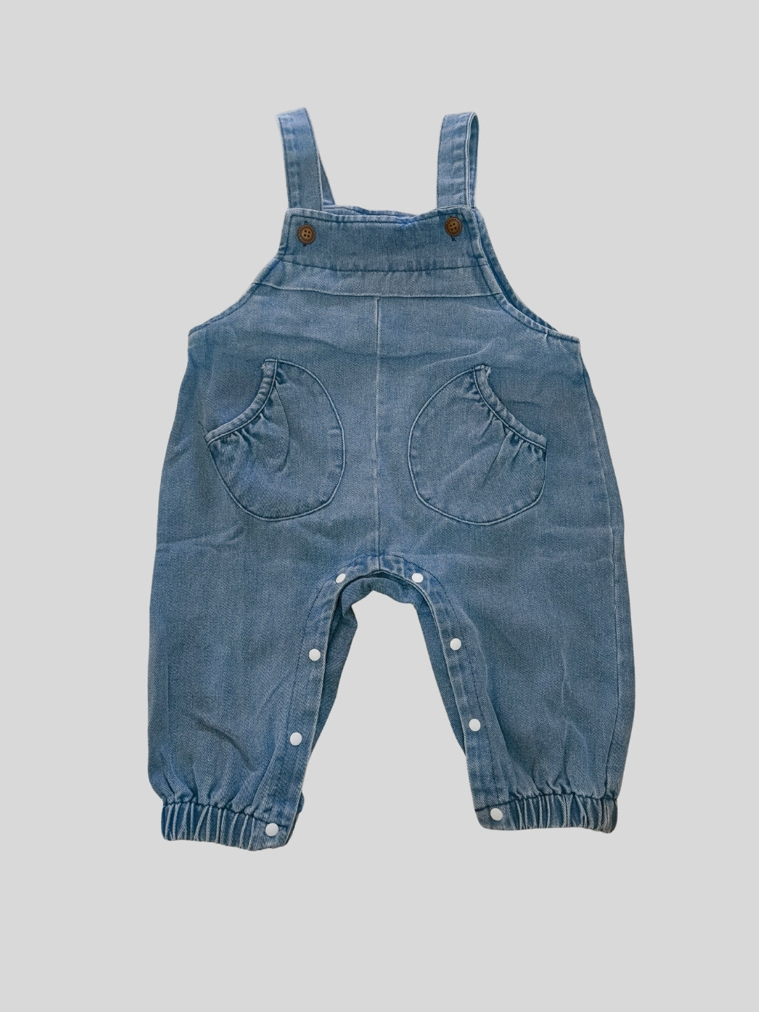 Biglilpeople Girls Blue Square Neck Sleeveless Dungaree