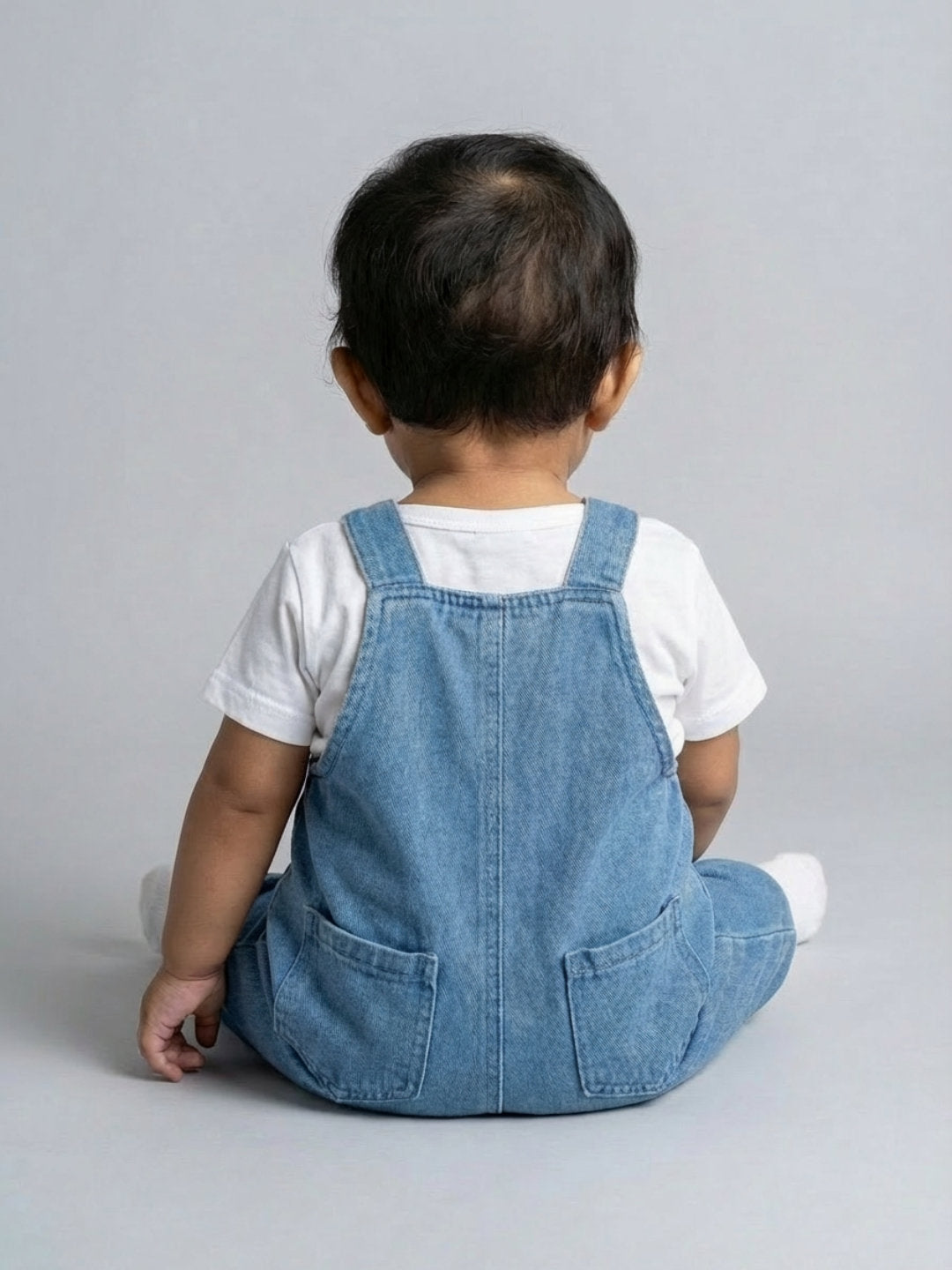 Biglilpeople Girls Blue Square Neck Sleeveless Dungaree