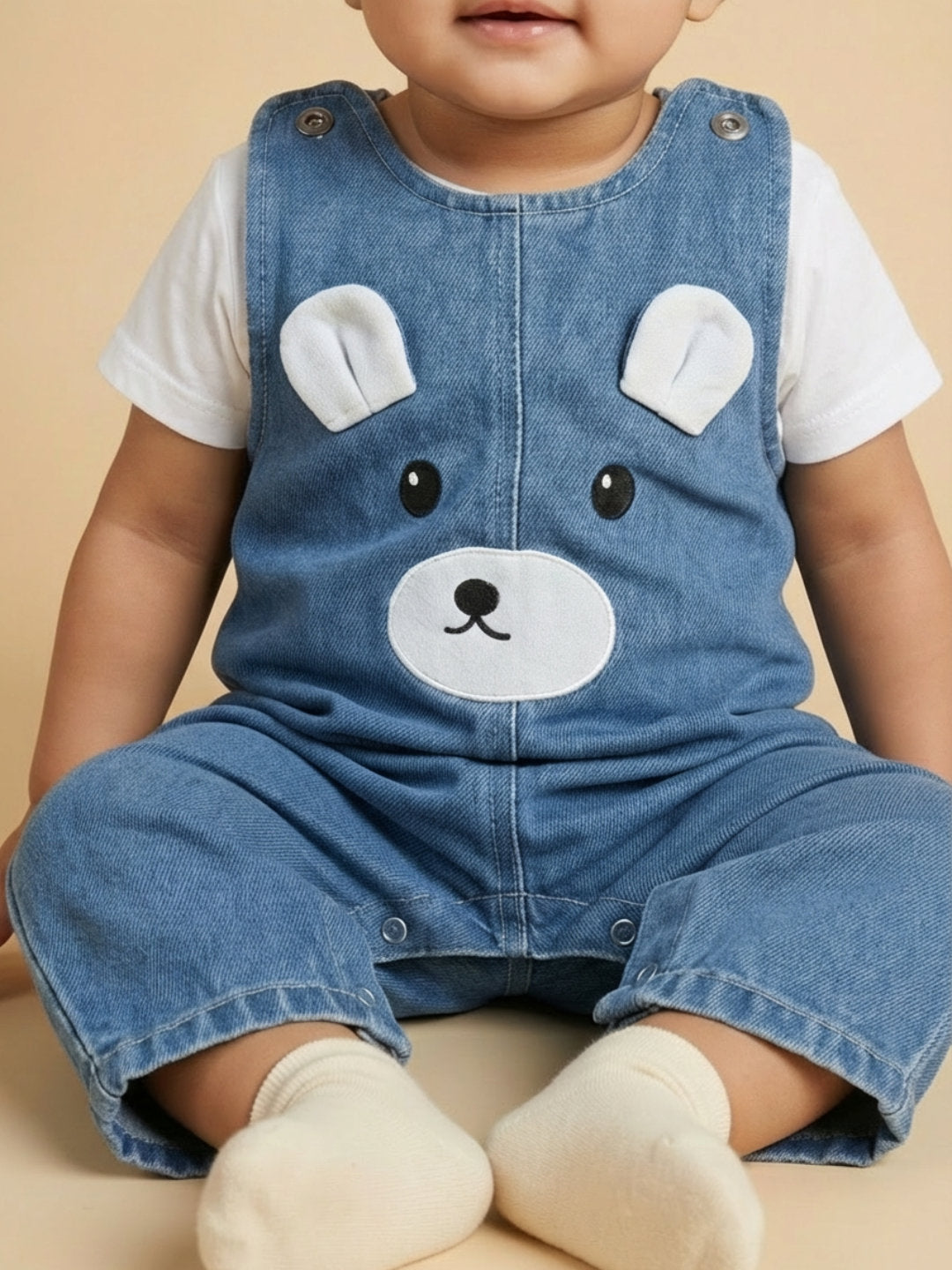 Biglilpeople Unisex Blue Round Neck Sleeveless Dungaree