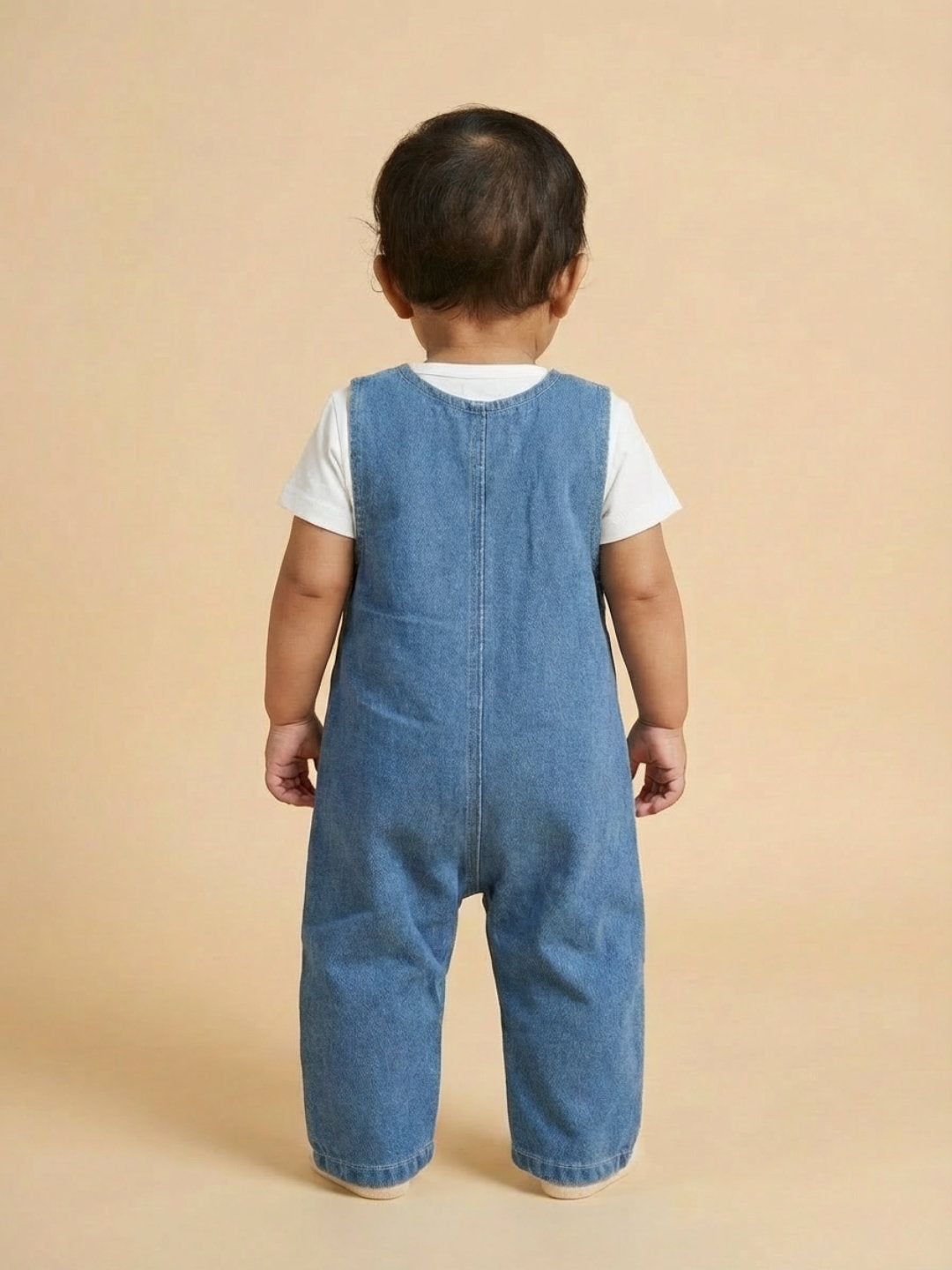 Biglilpeople Unisex Blue Round Neck Sleeveless Dungaree