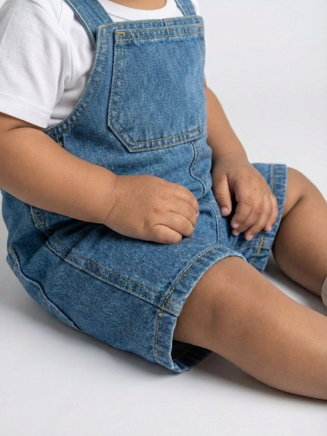 Biglilpeople Boys Blue Square Neck Sleeveless Dungaree