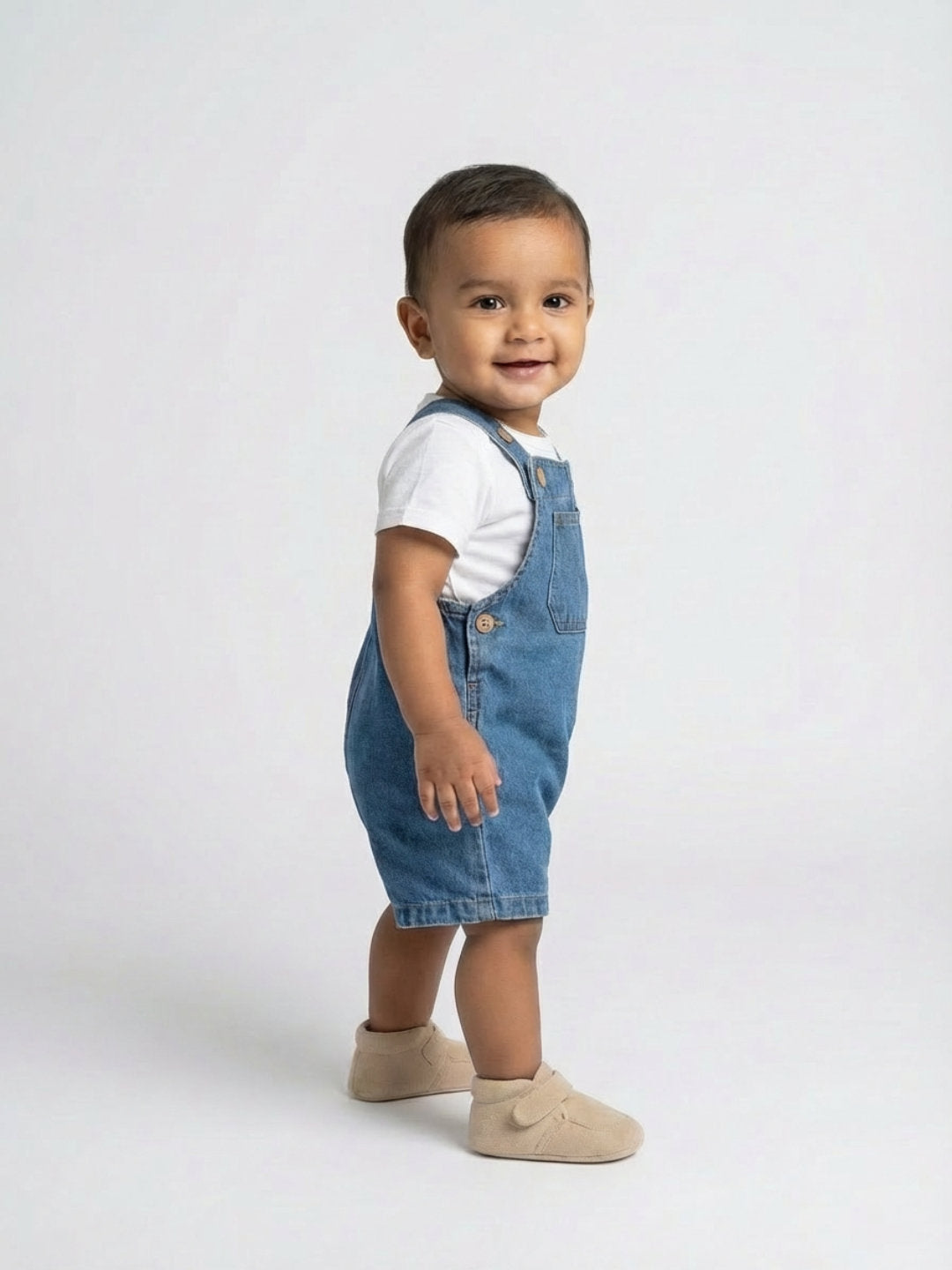 Biglilpeople Boys Blue Square Neck Sleeveless Dungaree