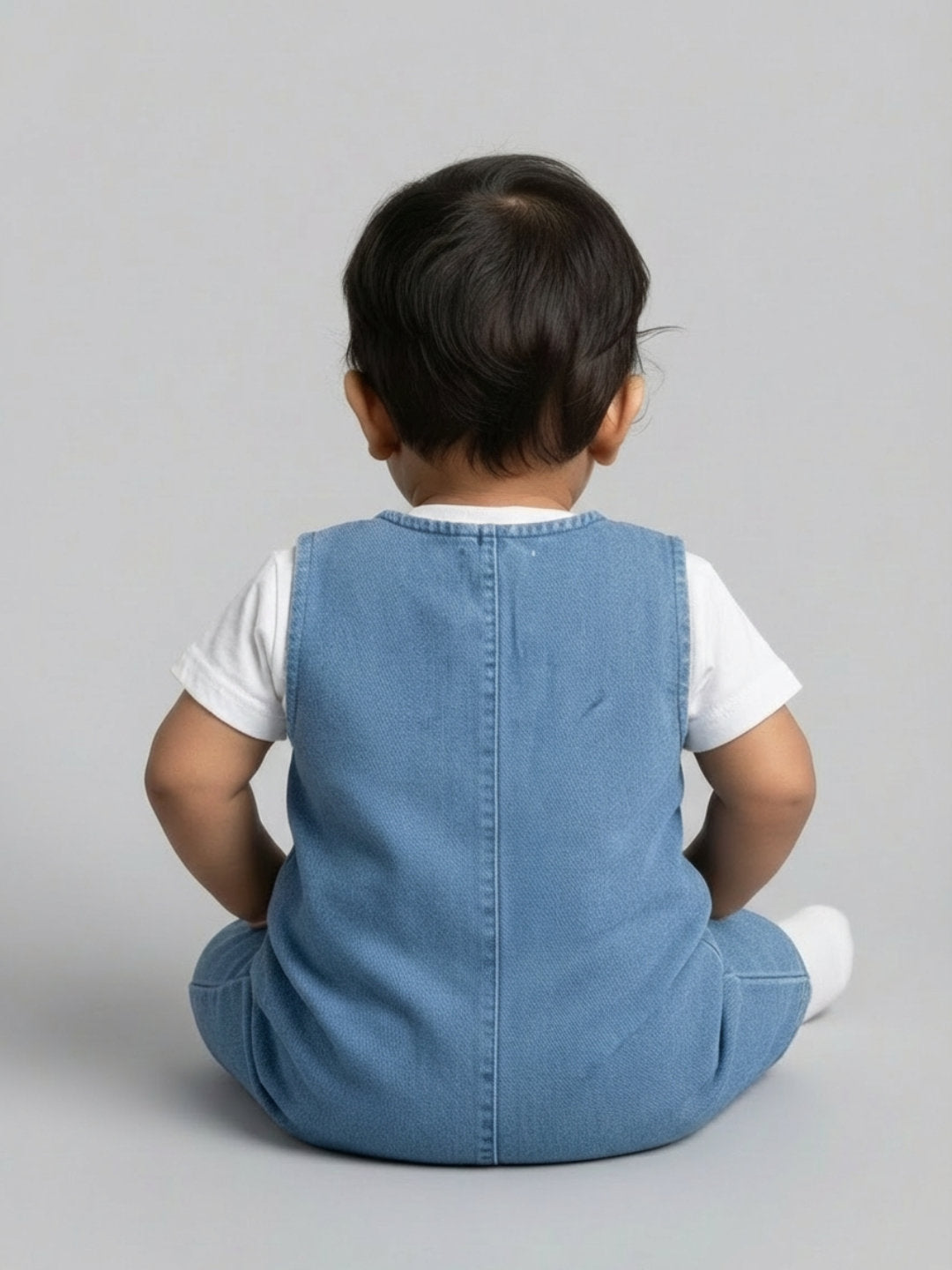 Biglilpeople Unisex Blue Round Neck Sleeveless Dungaree