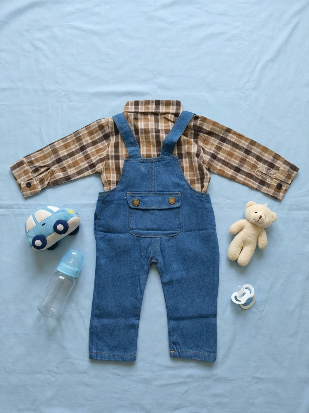 Biglilpeople Peto Unisex sin Mangas con Cuello Cuadrado Azul