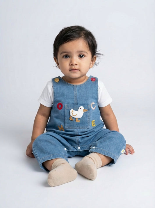 Biglilpeople Unisex Blue Round Neck Sleeveless Dungaree