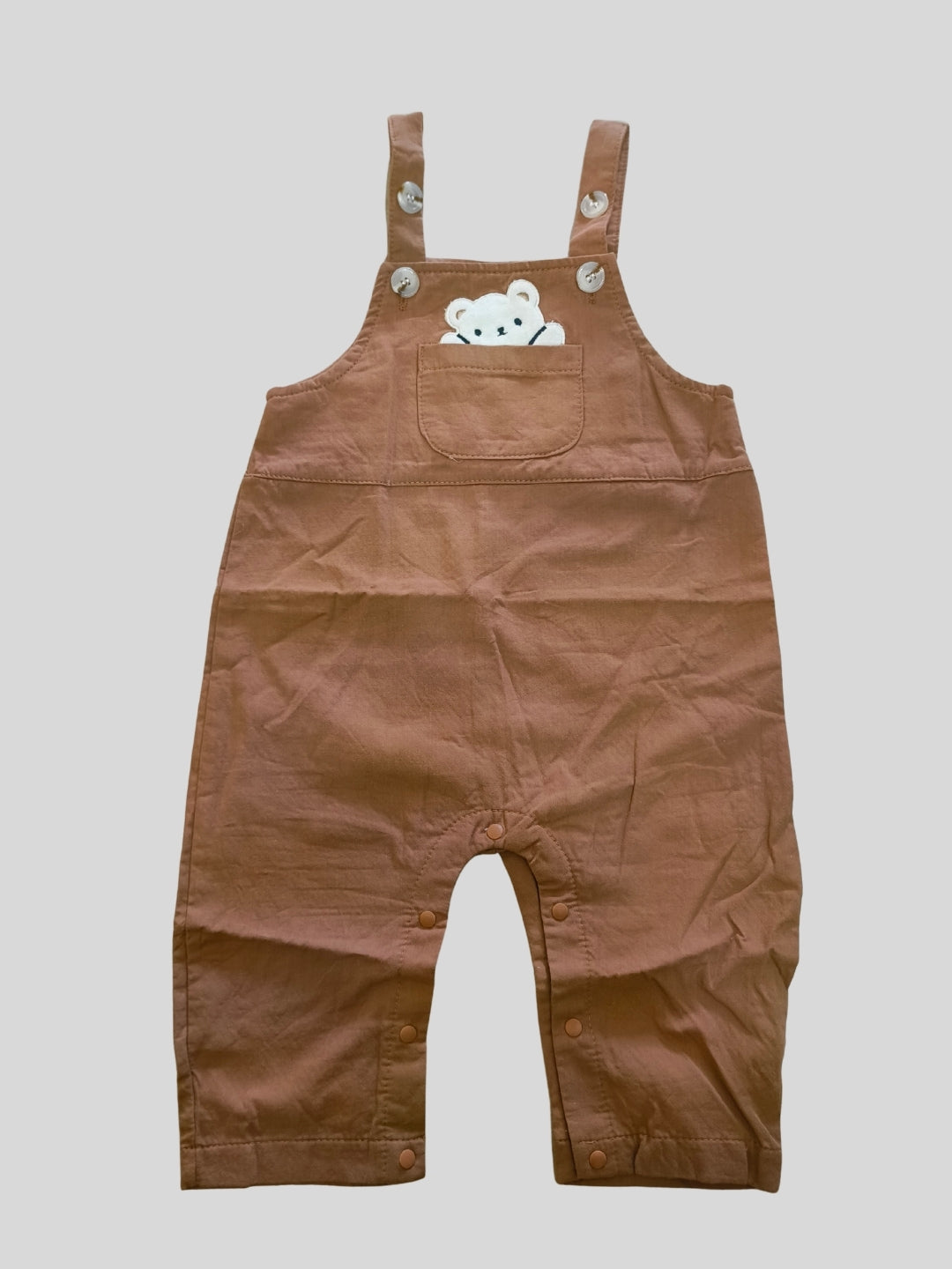 Biglilpeople Unisex Brown Square Neck Sleeveless Dungaree