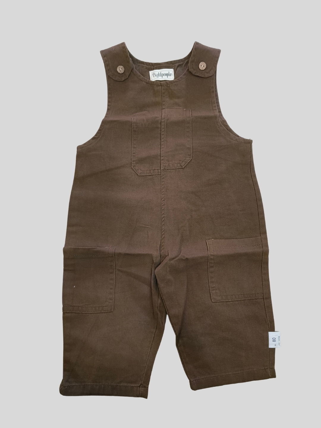 Biglilpeople Unisex Brown Round Neck Sleeveless Dungaree